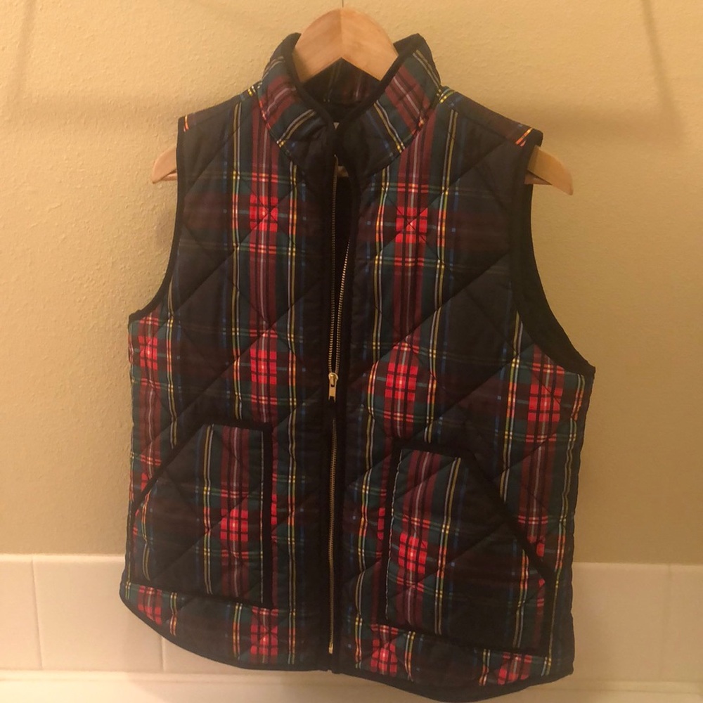 J Crew Tartan plaid puffer vest- medium